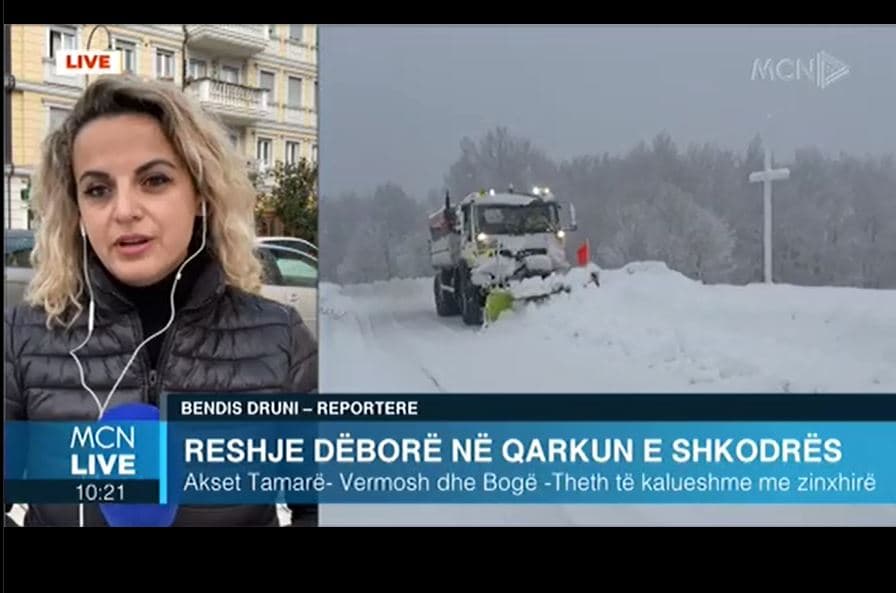   Reshje dëbore në qarkun Shkodër/ Druni: Akset Tamarë-Vermosh dhe Bogë-Theth të kalueshme me zinxhirë (VIDEO)