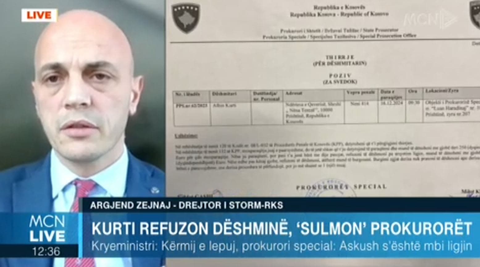 Zejnaj: Kurti të shkojë të dëshmojë në prokurori dhe të ndalojë sulmet ndaj drejtësisë