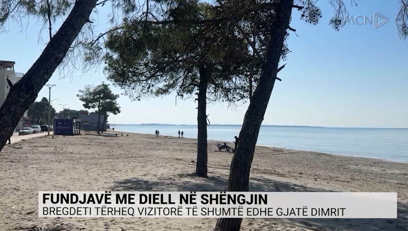Fundjavë me diell në Shëngjin/ Bregdeti tërheq vizitorë të shumtë edhe gjatë dimrit (VIDEO)