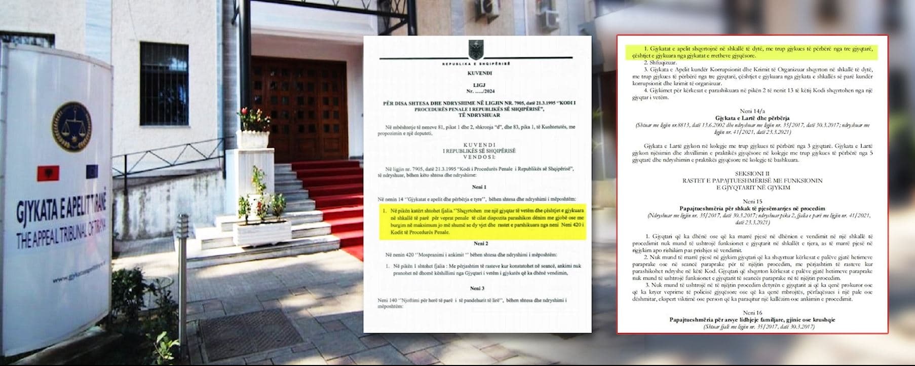 Harta e re gjyqësore pa rezultat/ Mazhoranca pas shkrirjes së Apeleve, gjyqet nga 3 me 1 gjyqtar