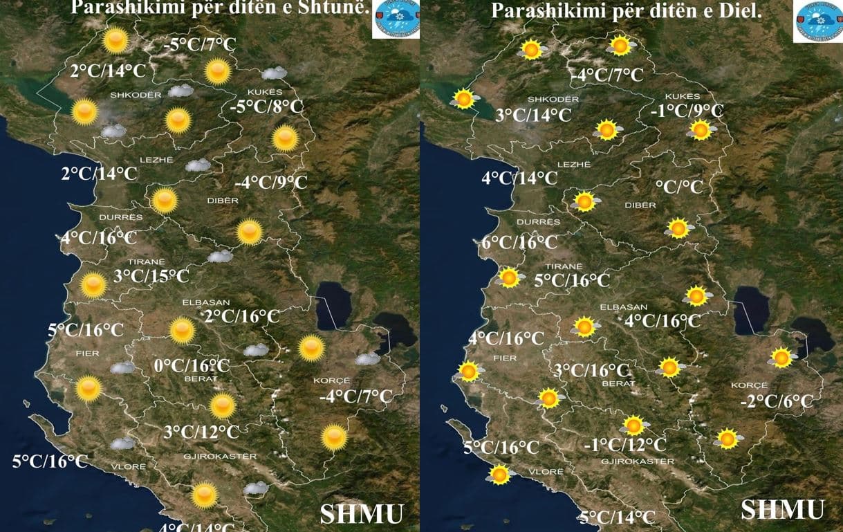 Temperaturat -5 gradë, parashikimi i motit për të shtunën dhe të dielën