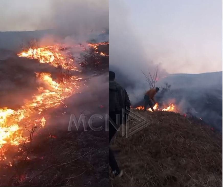   Zjarr në Malin e Moravës në Devoll, e vështirë ndërhyrja e zjarrfikësve