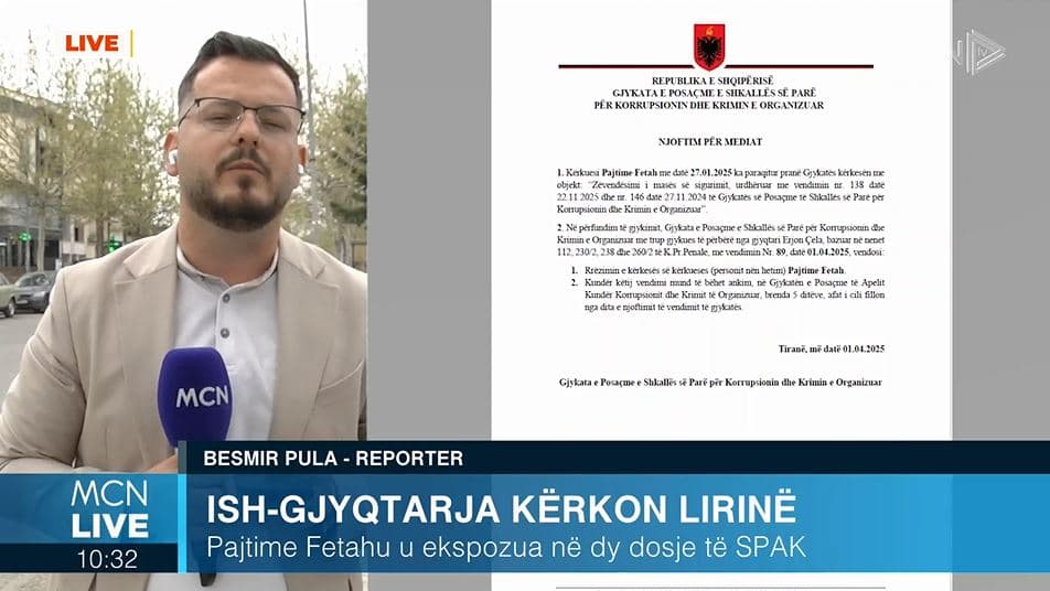 Kërkonte lirimin nga qelia për shkaqe shëndetësore/ Rrëzohet ankimimi i ish-gjyqtares Pajtime Fetahu (VIDEO)