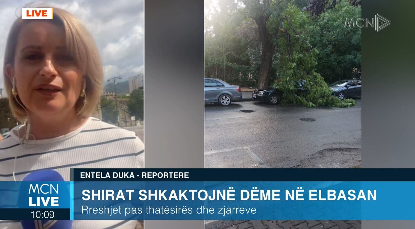 Reshjet e shiut shkaktojnë dëme në Elbasan, shuhen zjarret (VIDEO)