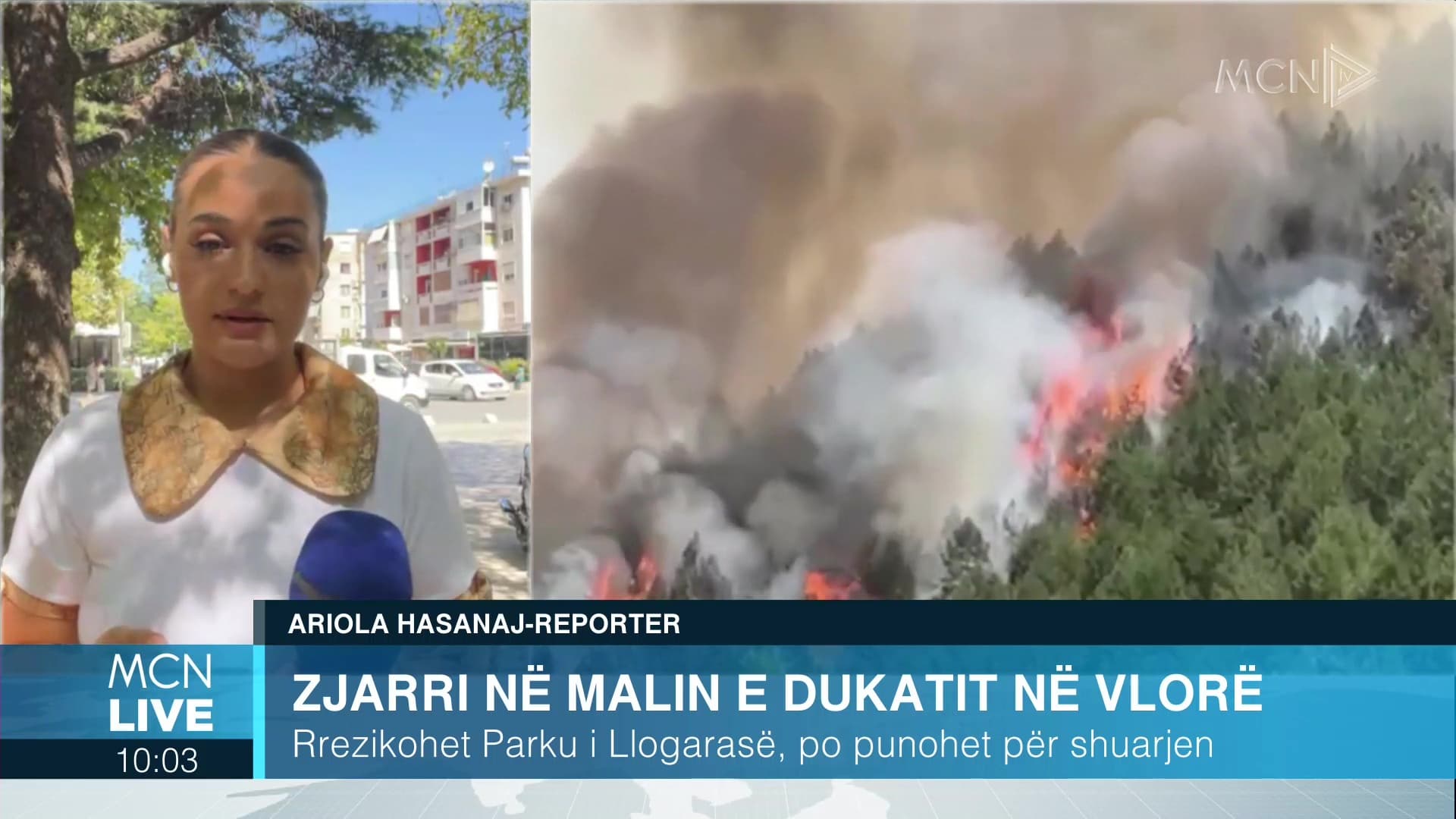 Zjarri në malin e Dukatit/ Hasanaj: Rrezikohet Parku i Llogarasë. Janë angazhuar edhe dy helikopterë për shuarjen e flakëve (VIDEO)