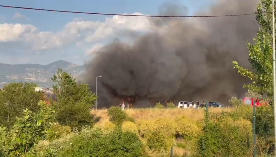 Disa vatra zjarri në Elbasan, ndërhyrje nga toka dhe nga ajri për të vënë flakët nën kontroll 
