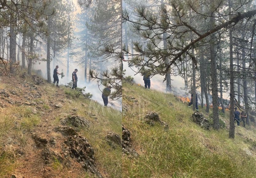   Zjarri aktiv në Piramidën 12 në Kolonjë, shpërthime municionesh në zonën kufitare