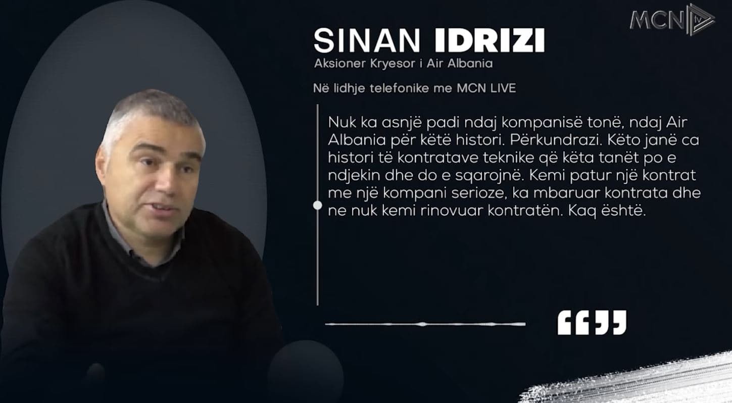 Idrizi pranon krizën e "Air Albania". Mohon padinë për kompaninë dhe sekuestrimin e avionit