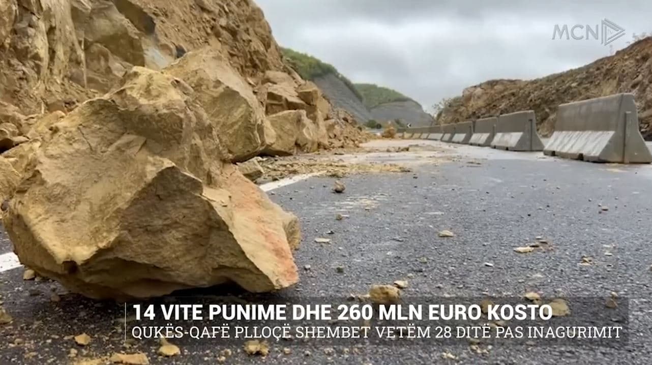 14 vite punime dhe 260 mln euro kosto. Qukës-Qafë Plloçë shembet vetëm 28 ditë pas inaugurimit (VIDEO)