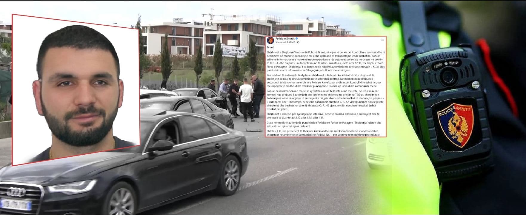 Arratisja 007 në Tiranë/ Për të fshehur armën aksidenton 9 makina e 1 motor, prangoset i riu me tre emra (VIDEO)