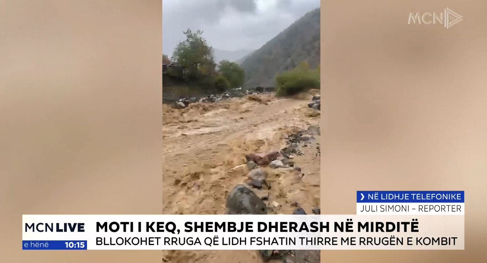 Moti i keq, probleme në Mirditë/ Shemben dy ura dhe aksi rrugor që lidh Thirrën me Rrugën e Kombit (VIDEO)