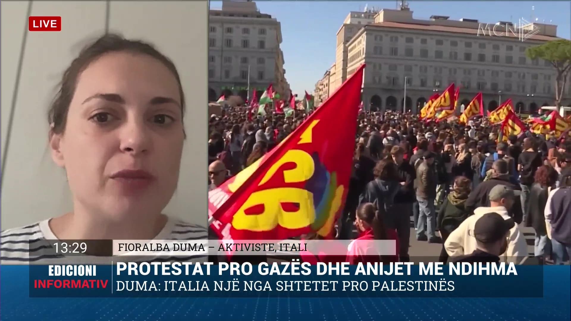 Protesta në përkrahje të Gazës në Itali/ Duma: Mobilizim qytetar mbarëkombëtar pro Palestinës (VIDEO)