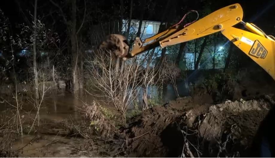 Reshjet rëndojnë situatën në Maliq, rrezikon çarja e argjinaturës së lumit në Sheqeras