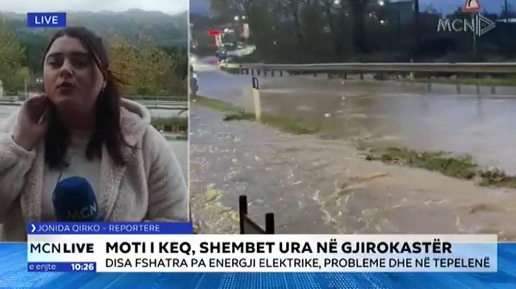 Moti i keq në Gjirokastër/ Disa përrenj dalin nga shtrati, probleme me qarkullimin brenda qytetit (VIDEO) 