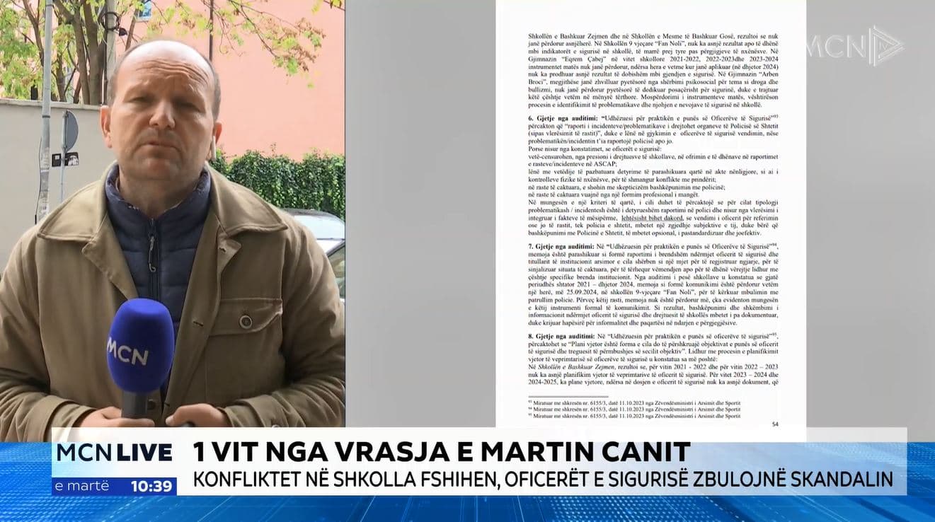 Raporti i KLSH zbulon skandalin/ Rusta: Oficerët e sigurisë fshehin konfliktet në shkolla. Ka persona me armë (VIDEO)