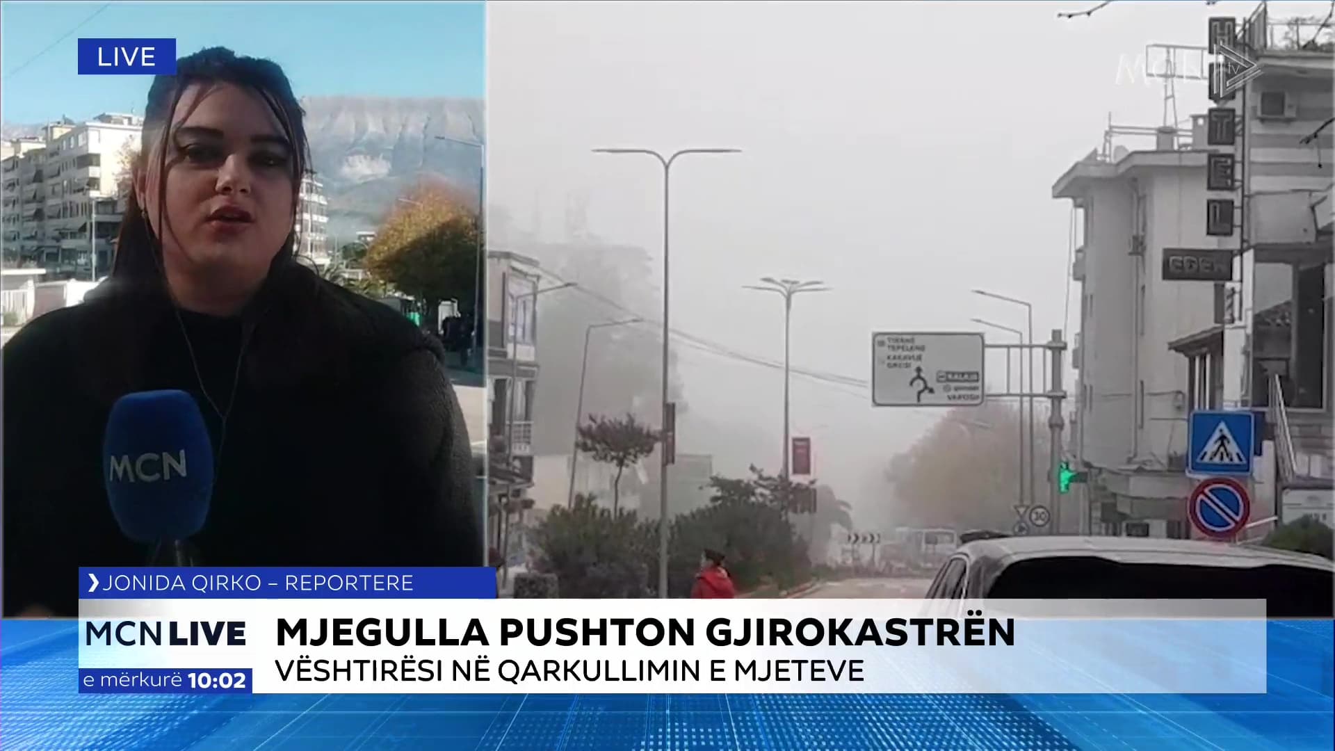 Mjegulla pushton Gjirokastrën/ Qirko: Vështirësi në qarkullimin e mjeteve, policia thirrje shoferëve të ulin shpejtësinë (VIDEO)