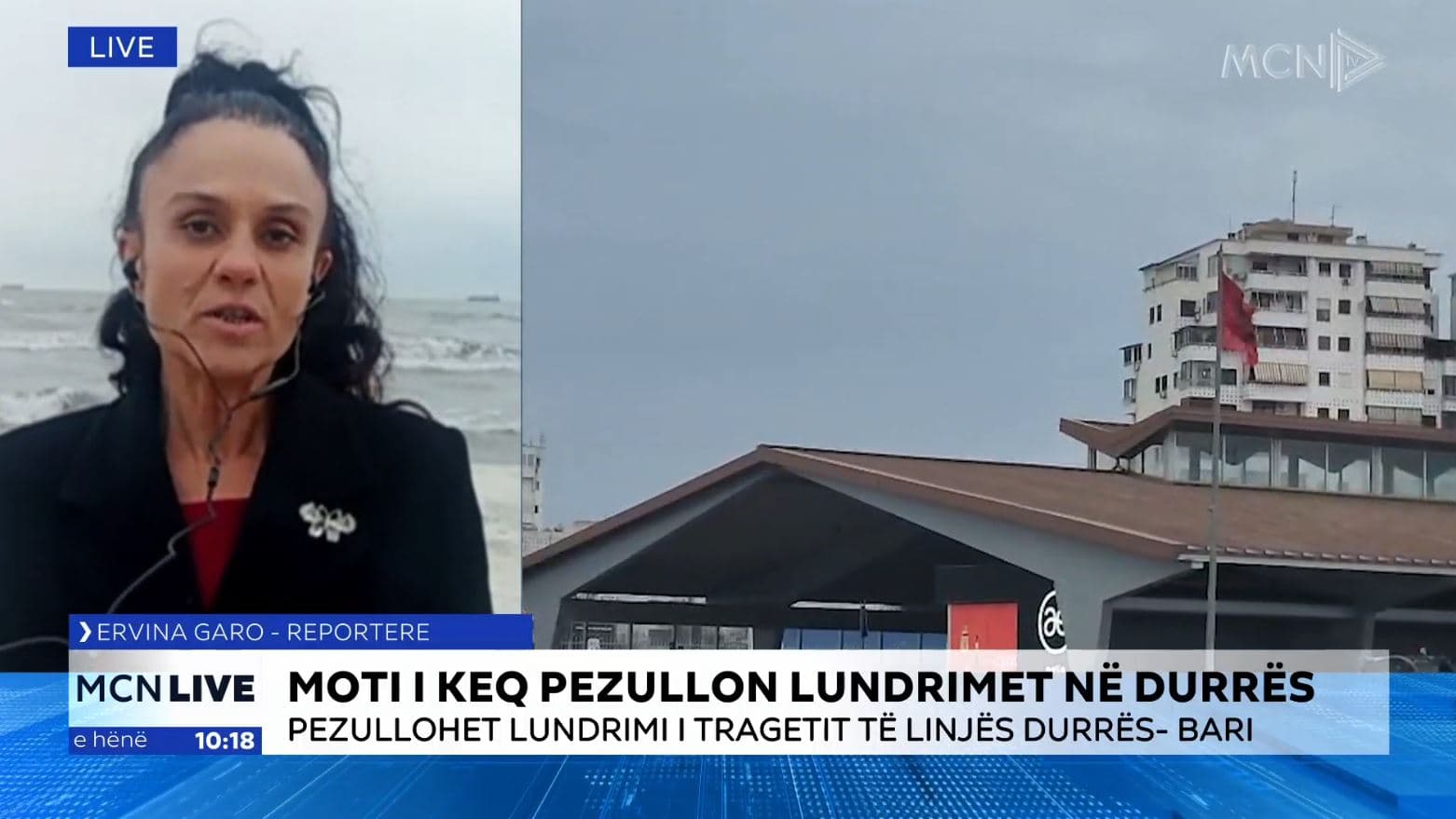 Moti i keq pezullon punën në port, pezullohet lundrimi i tragetit të linjës Durrës-Bari (VIDEO)