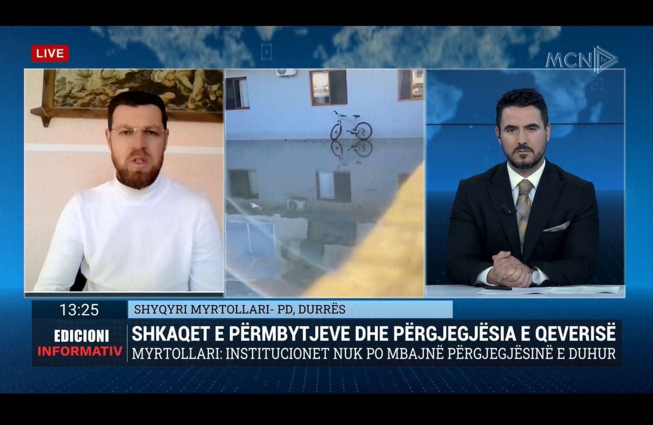 Myrtollari: Durrësi u përmbyt për shkak të keqmenaxhimit dhe korrupsionit, kanalet kulluese nuk ishin pastruar me kohë 