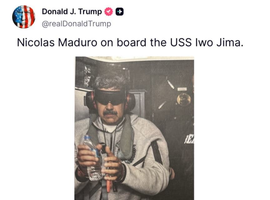 Trump publikon foton e Maduros me pranga në duar 