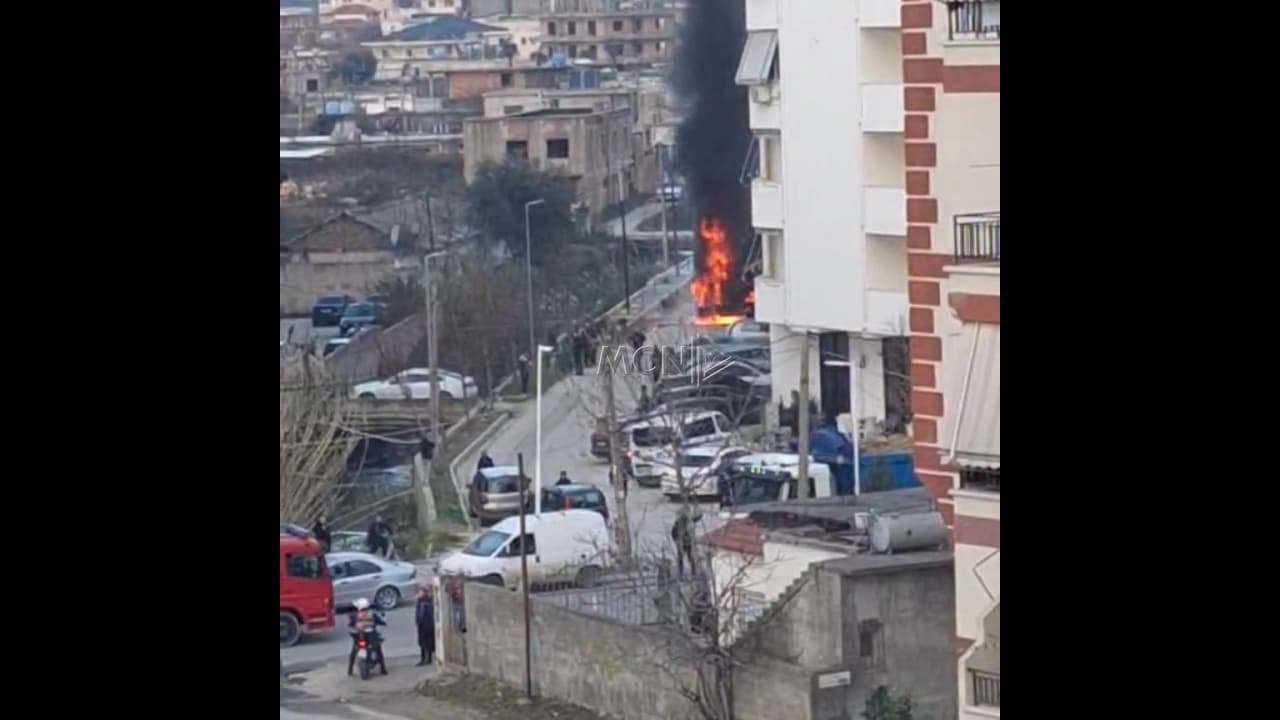 Skrepi përfshihet nga flakët gjatë pastrimit të kanalit të Siavit në Vlorë (VIDEO)