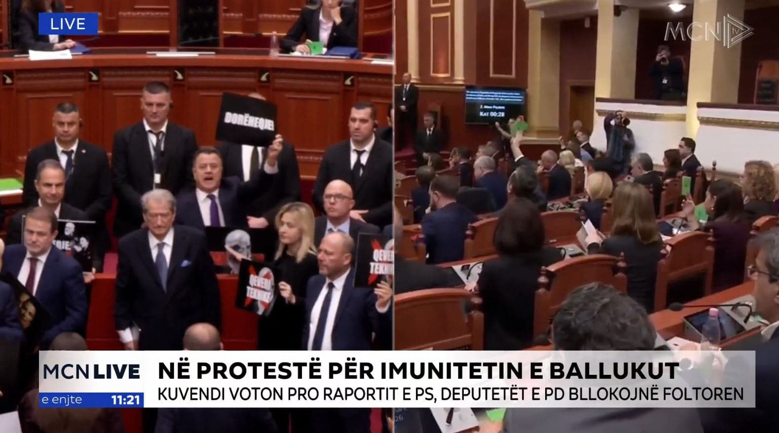 Kuvendi s'miratoi kërkesën e SPAK për Ballukun/ Deputetët e PD-së bllokojnë Foltoren, mbyllet seanca
