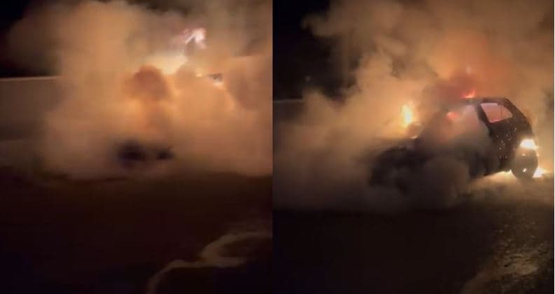 Korçë/ Një automjet digjet plotësisht nga flakët në fshatin Ravonik