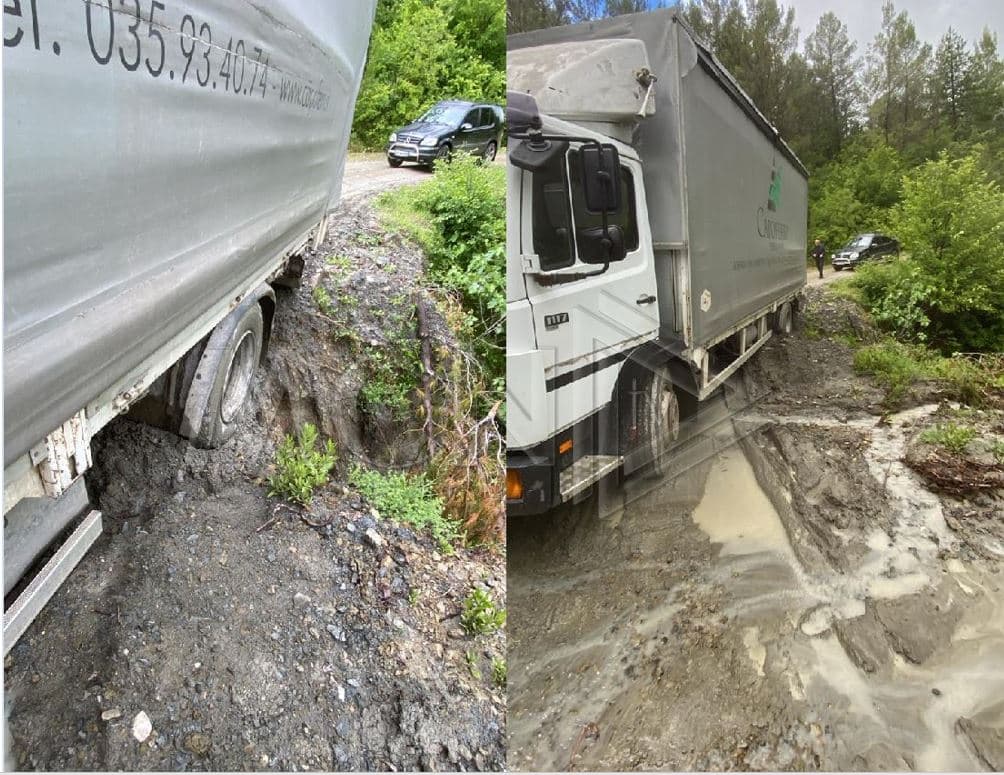 Rrëshqitjet e dherave bllokojnë aksin Gramsh-Kukur, kamioni rrezikon të bjerë në humnerë (VIDEO)