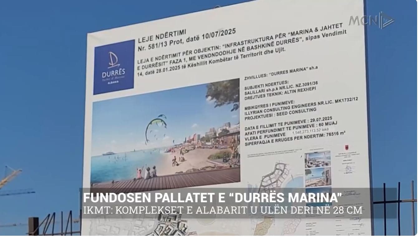 Fundosen pallatet e “Durrës Marina”. IKMT: Komplekset e Alabarit u ulën deri në 28 cm