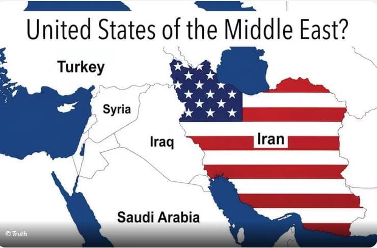 Trump poston hartën e Iranit me flamurin amerikan: Shtetet e Bashkuara të Lindjes së Mesme?