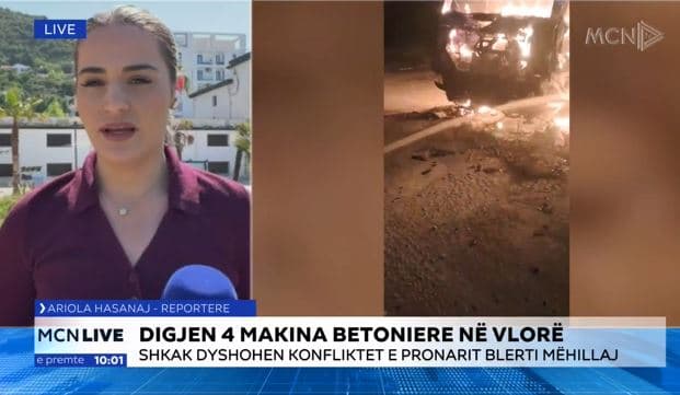 Digjen 4 betonierë në Vlorë/ Hasanaj: Shkak dyshohet konflikti dhe konkurrenca e pronarit Blerti Mëhillaj (VIDEO)
