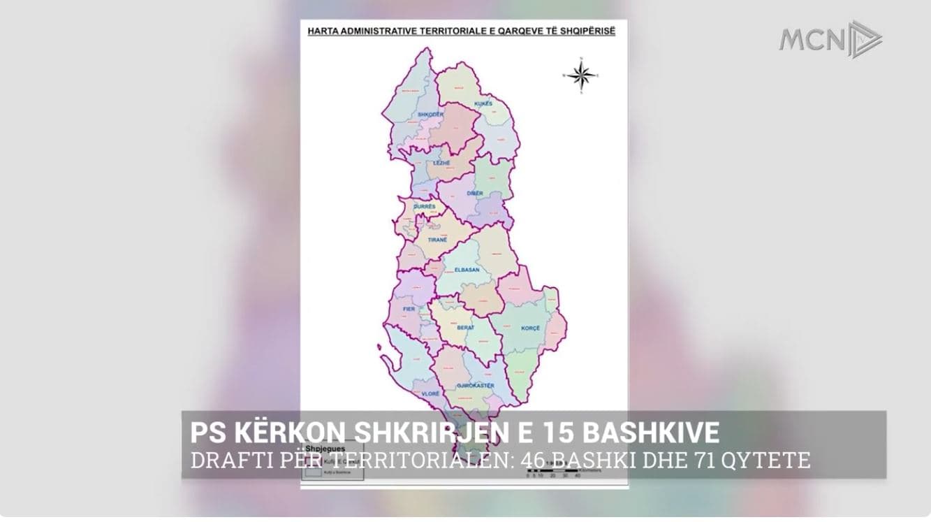 PS kërkon shkrirjen e 15 bashkive. Drafti për territorialen: 46 bashki dhe 71 qytete