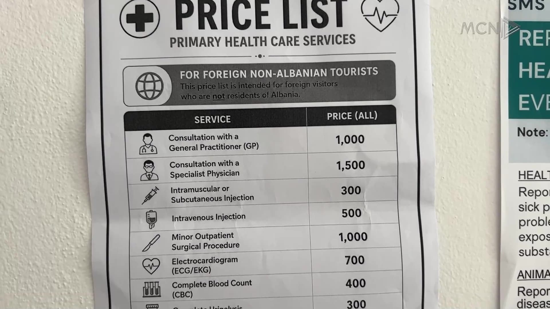 Të huaj paguajnë për shërbimet shëndetësore / Turistët njoftohen paraprakisht, çmimet janë të afishuara në qendrat verore (VIDEO)