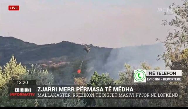Zjarret në Mallakastër/ Gjini: Situata është e ndërlikuar, flakët kanë marrë përmasa të mëdha