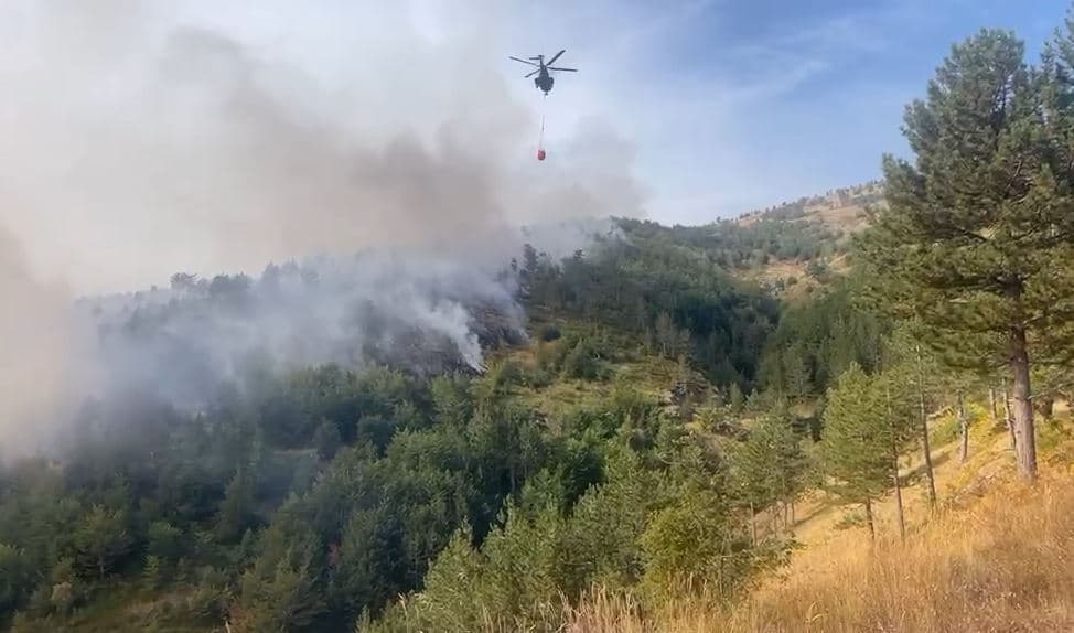     Zjarri në pyjet e Malit të Tërbunit, angazhohen 40 efektivë të FA dhe dy helikopterë