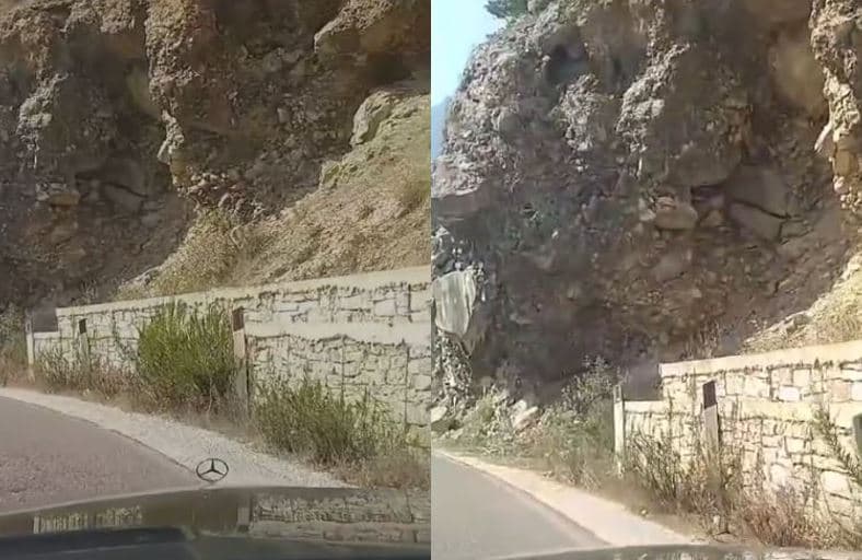 Rrezik në aksin Këlcyrë-Dragot, masivi shkëmbor "varet" mbi rrugë