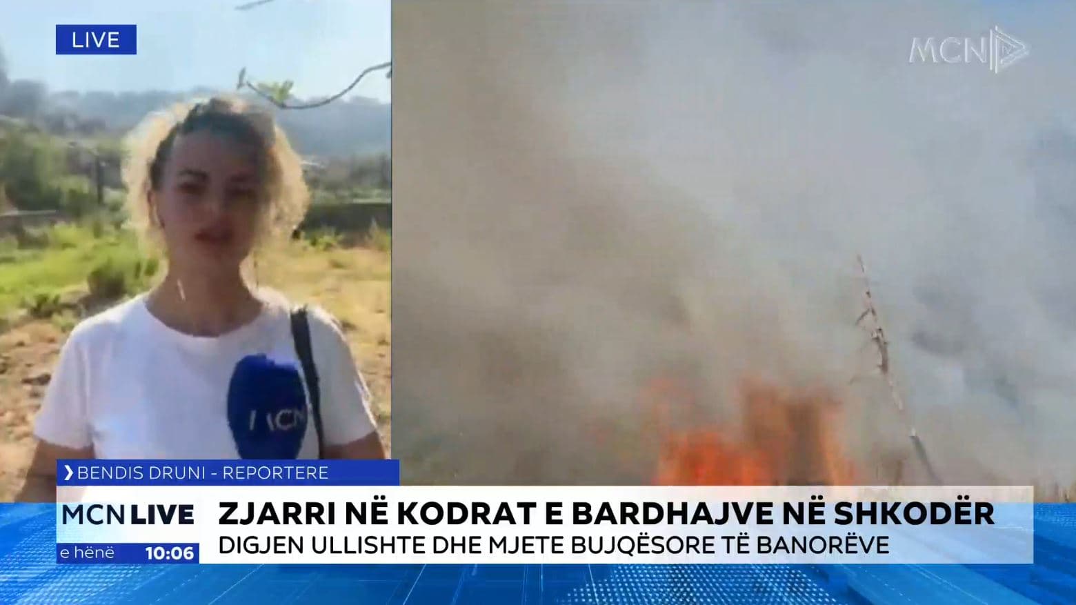Situatë problematike nga zjarri në kodrat e Bardhajve në Shkodër, mali i Tërbunit nën flakë