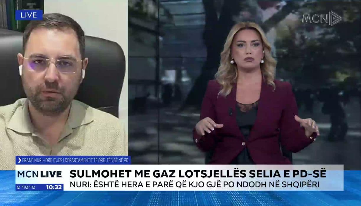 Sulmohet me gaz lotsjellës selia e PD-së/ Nuri: Akt kriminal i inskenuar, policia po përdor metoda narkoshteti
