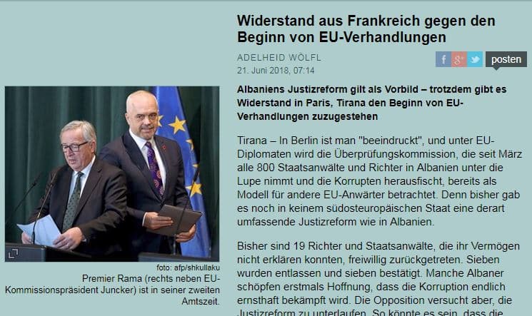 Negociatat me Shqipërinë, “Der Standard”: Rezistenca vjen nga Franca (VIDEO)