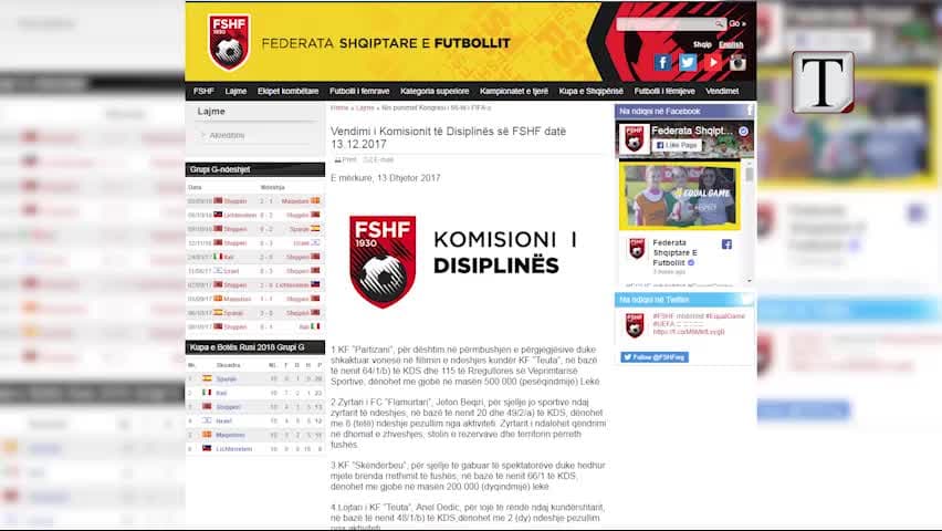 Komisioni i Disiplinës gjobit Partizanin dhe Skënderbeun (VIDEO)