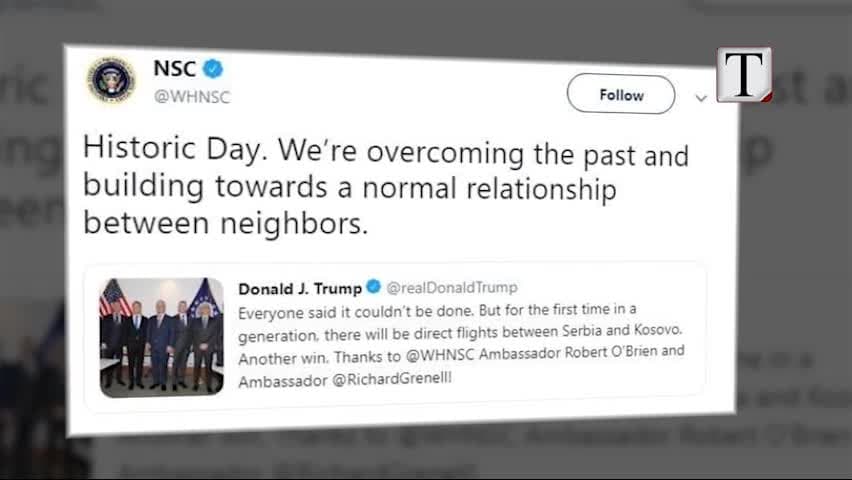 Linjë ajrore Prishtinë-Beograd, Trump:  Fitore dhe historike (VIDEO)