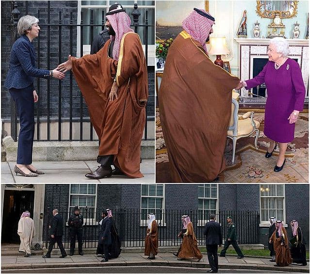 Princi kurorës bin Salman takon Mbretëreshën dhe May, por pritet me protesta (VIDEO+FOTO)