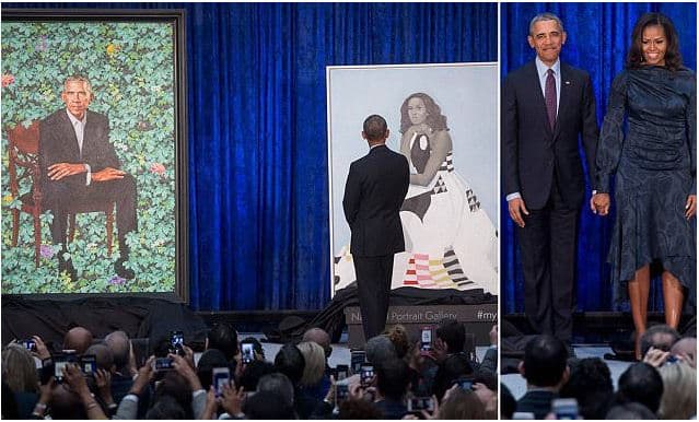 Zbulohen portretet zyrtare të çiftit Obama, nën duartrokitjen e Steven Spielberg dhe Tom Hanks (VIDEO+FOTO)