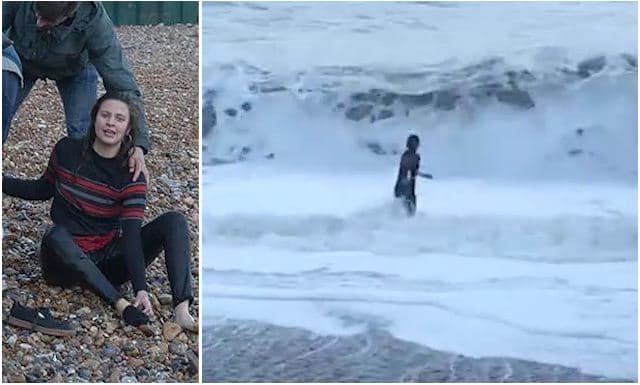 Moment dramatik, futet për të shpëtuar qenin, por dallga e madhe.... (VIDEO)
