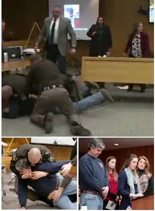 Babai i tri vajzave të abuzuar seksualish, sulmon mjekun pedofil Larry Nassar në gjyq (VIDEO)