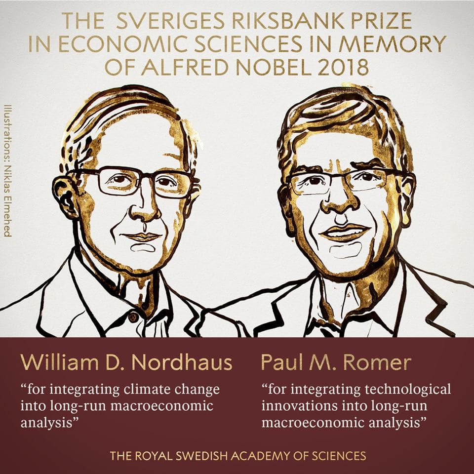 Nobeli në Ekonomi ndahet mes William D. Nordhaus dhe Paul M. Romer