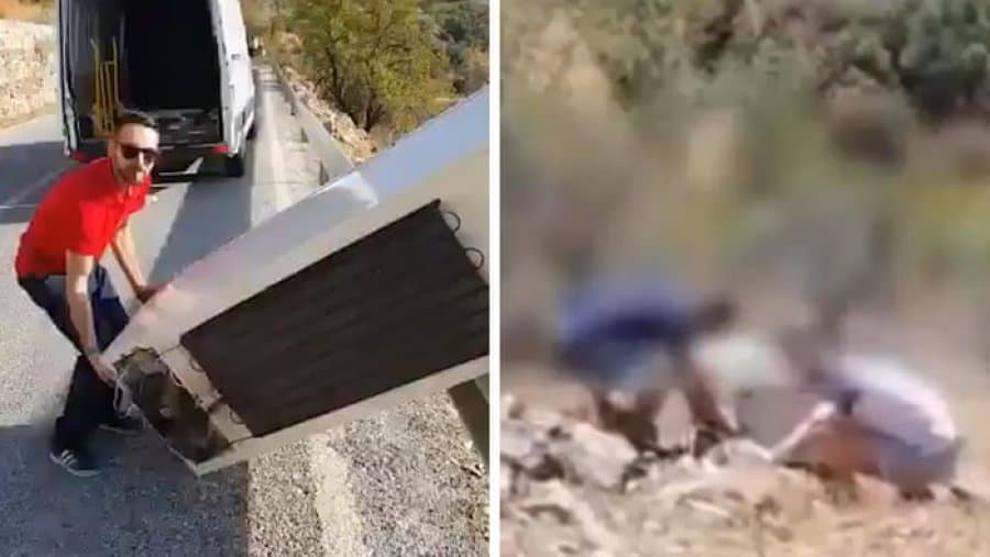 Spanjë/Hedh frigoriferin nga një shkëmb, Policia e detyron ta kthejë dhe e dënon me 45 mijë euro (VIDEO)