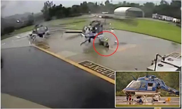 Momenti kur dy helikopterë përplasen gjatë uljes në pistë (VIDEO)