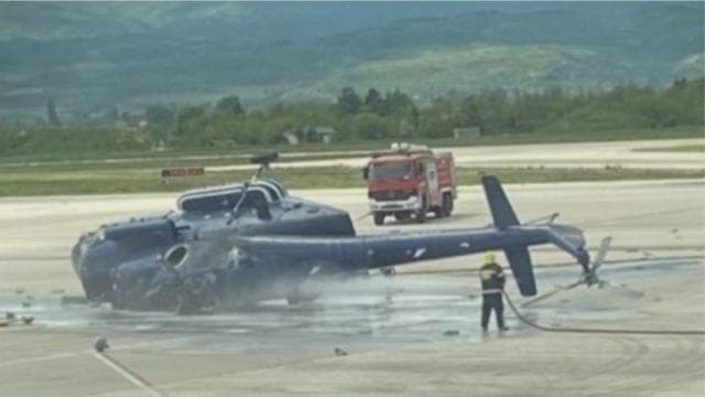 Rrëzohet helikopteri në aeroportin e Shkupit, një i plagosur