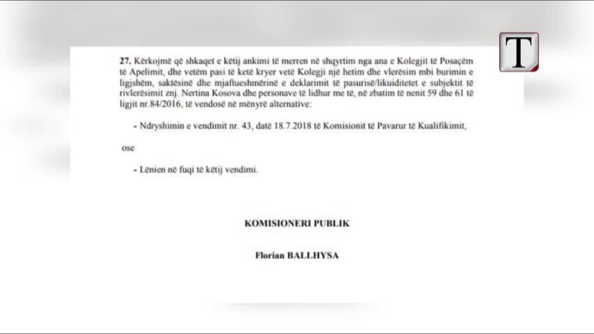 Komisioneri Publik ankimon vendimin e KPK-së për gjyqtaren (VIDEO)