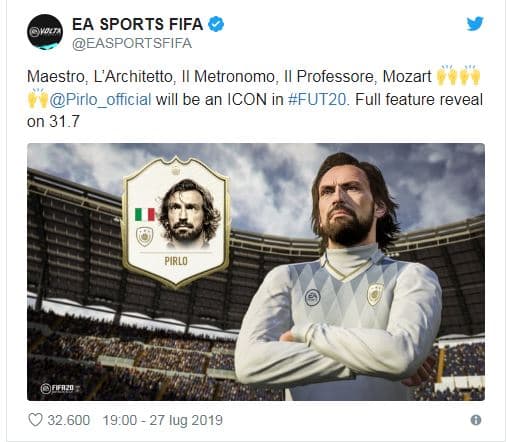 FIFA 2020, Pirlo do të jetë një nga ikonat e Ultimate Team